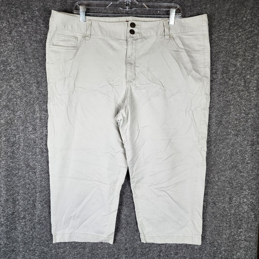 Merona Capri Pants Womens 18 Fit 1 Beige Stretch EUC